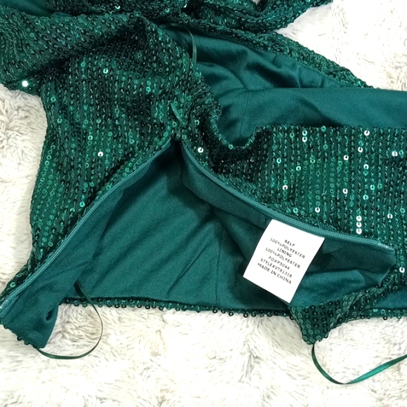 NWT Vint & Love Green Sparkle Sleeveless Sequined & Glitter Wedding Blouse Sz L - Picture 15 of 16